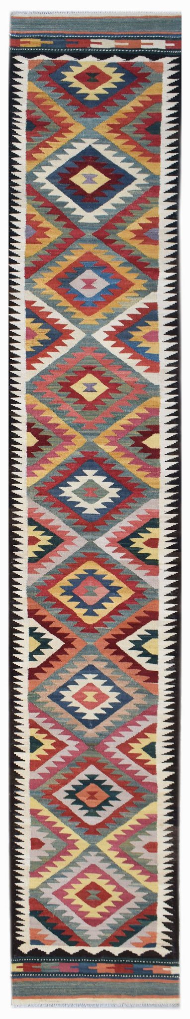 Handmade Afghan Maimana Kilim Hallway Runner | 494 x 82 cm | 16'2" x 2'9" - Najaf Rugs & Textile