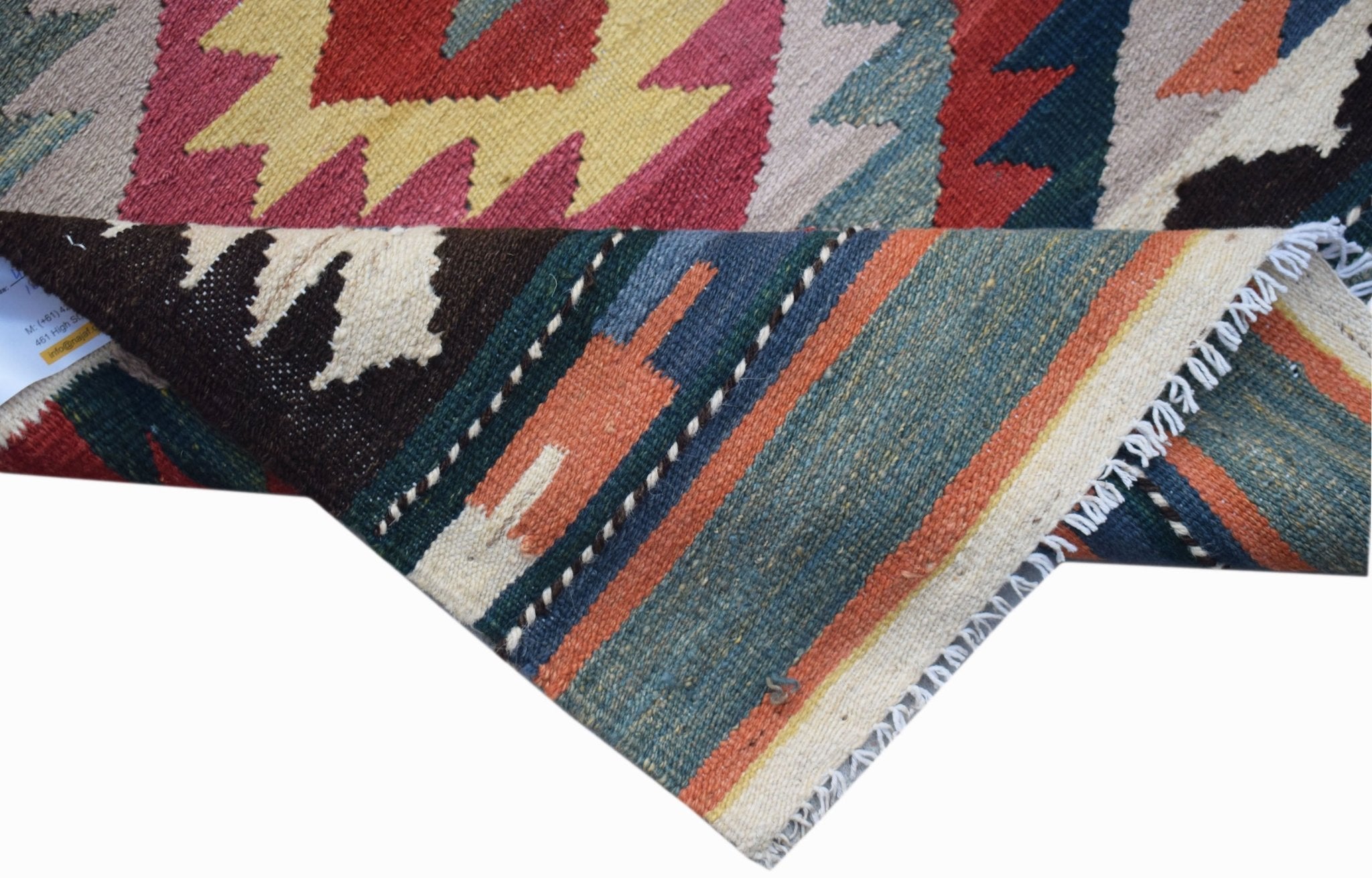 Handmade Afghan Maimana Kilim Hallway Runner | 494 x 82 cm | 16'2" x 2'9" - Najaf Rugs & Textile