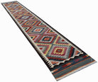 Handmade Afghan Maimana Kilim Hallway Runner | 494 x 82 cm | 16'2" x 2'9" - Najaf Rugs & Textile