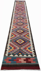 Handmade Afghan Maimana Kilim Hallway Runner | 501 x 81 cm | 16'5" x 2'8" - Najaf Rugs & Textile