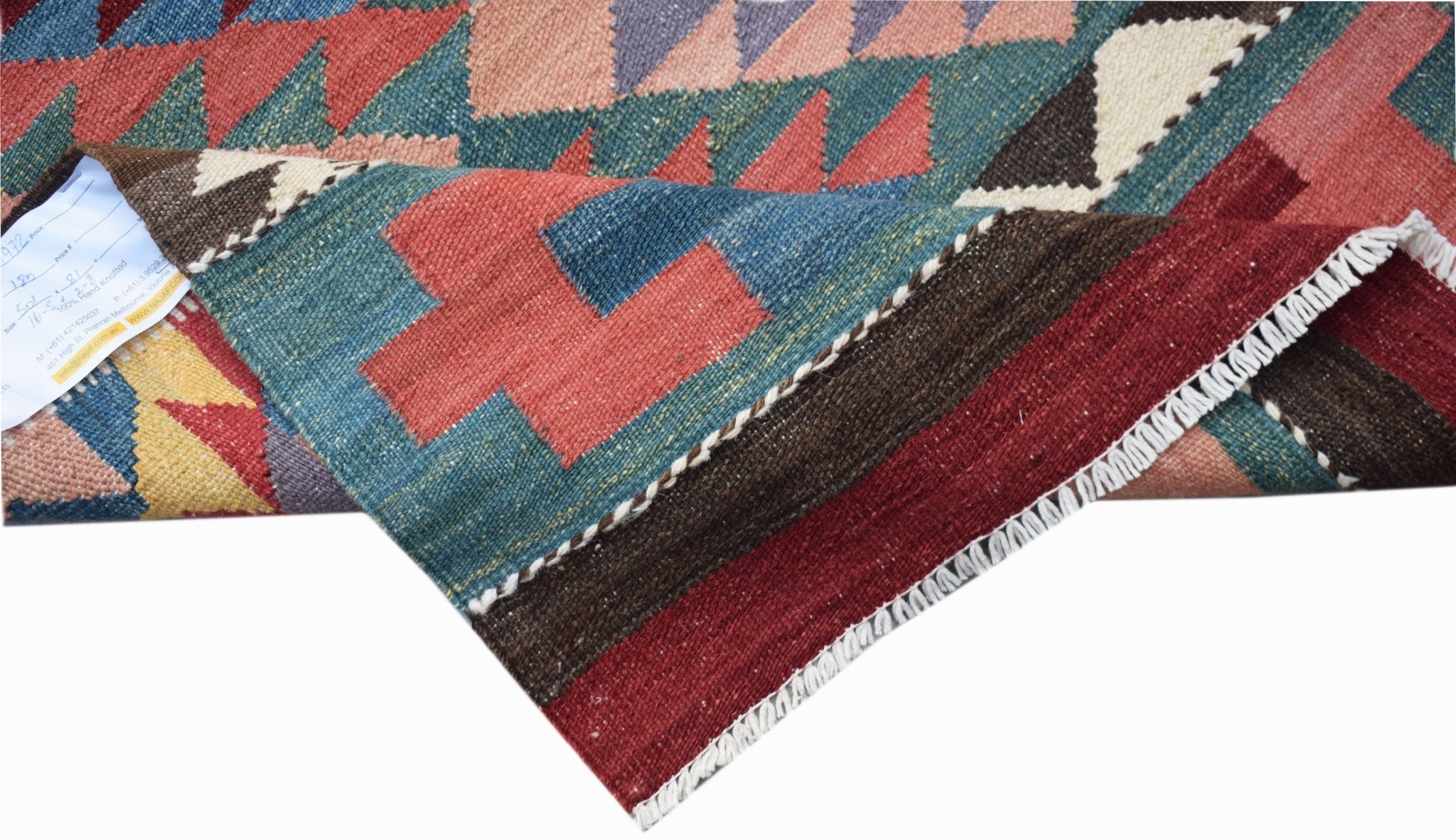 Handmade Afghan Maimana Kilim Hallway Runner | 501 x 81 cm | 16'5" x 2'8" - Najaf Rugs & Textile