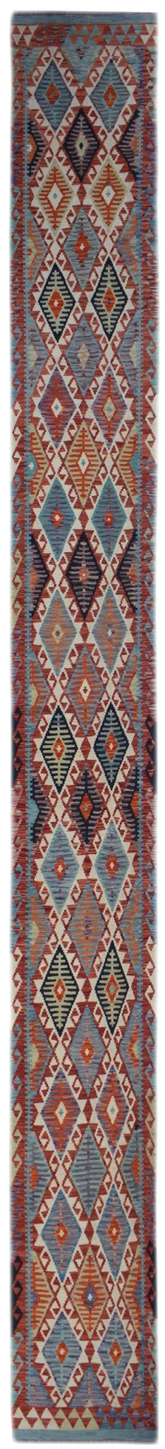 Handmade Afghan Maimana Kilim Hallway Runner | 595 x 80 cm | 19'6" x 2'8" - Najaf Rugs & Textile