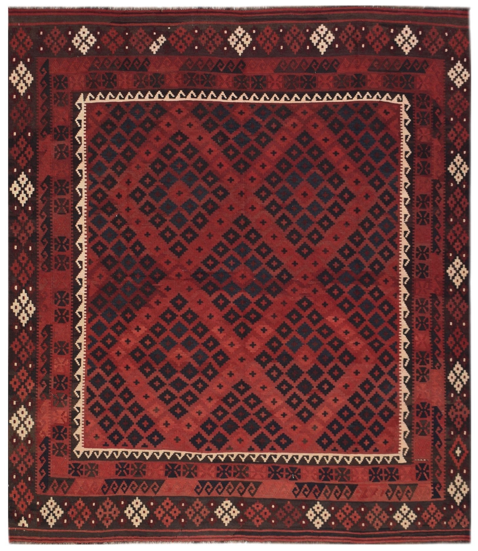 Handmade Afghan Maimana Killim | 284 x 276 cm | 9'4" x 8'11" - Najaf Rugs & Textile