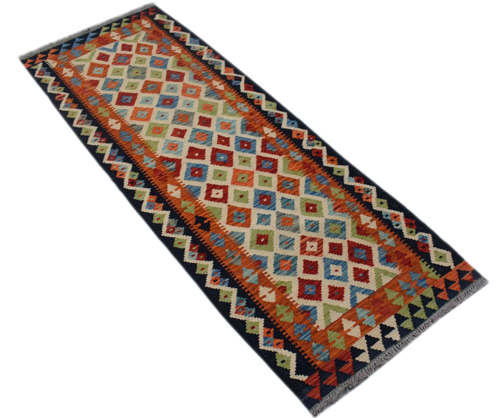 Handmade Afghan Maimana Killim Hallway Runner | 178 x 63 cm | 5'10" x 2'1" - Najaf Rugs & Textile