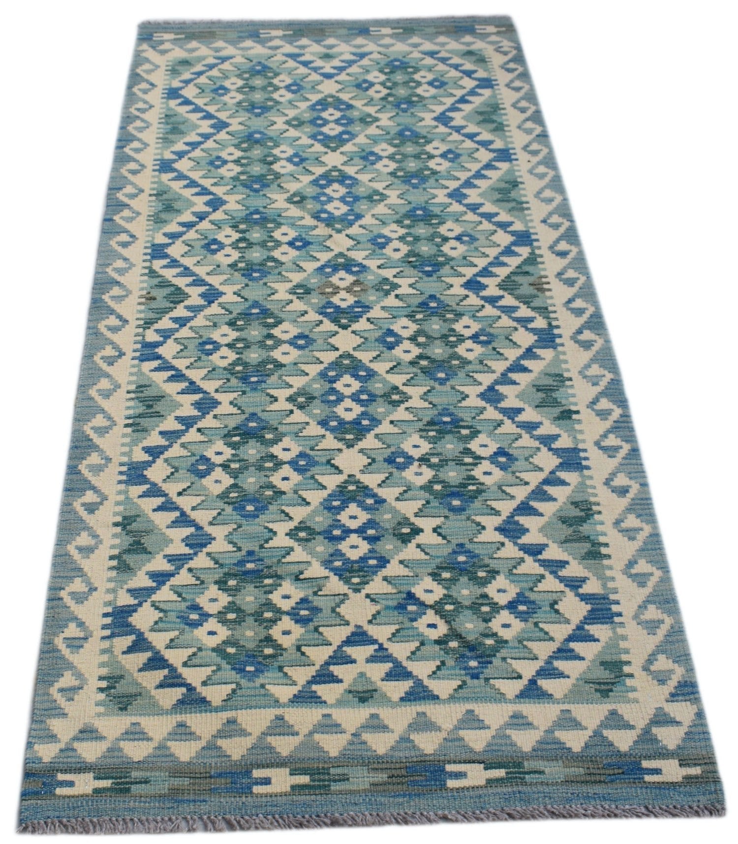 Handmade Afghan Maimana Killim Hallway Runner | 184 x 83 cm | 6'1" x 2'9" - Najaf Rugs & Textile