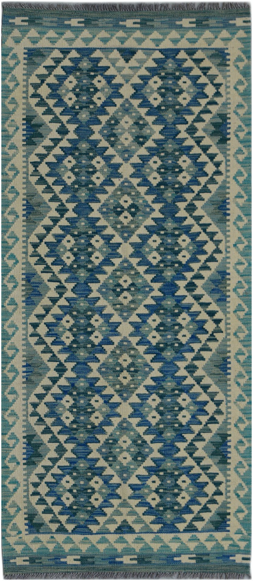 Handmade Afghan Maimana Killim Hallway Runner | 187 x 84 cm | 6'2" x 2'9" - Najaf Rugs & Textile