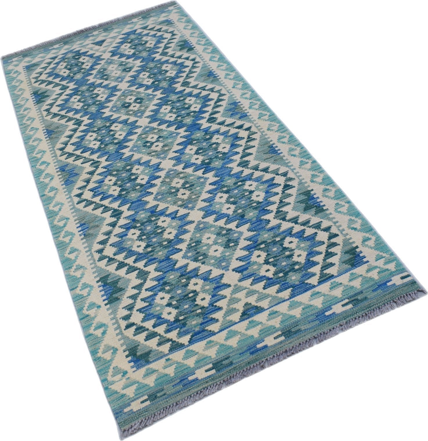 Handmade Afghan Maimana Killim Hallway Runner | 187 x 84 cm | 6'2" x 2'9" - Najaf Rugs & Textile