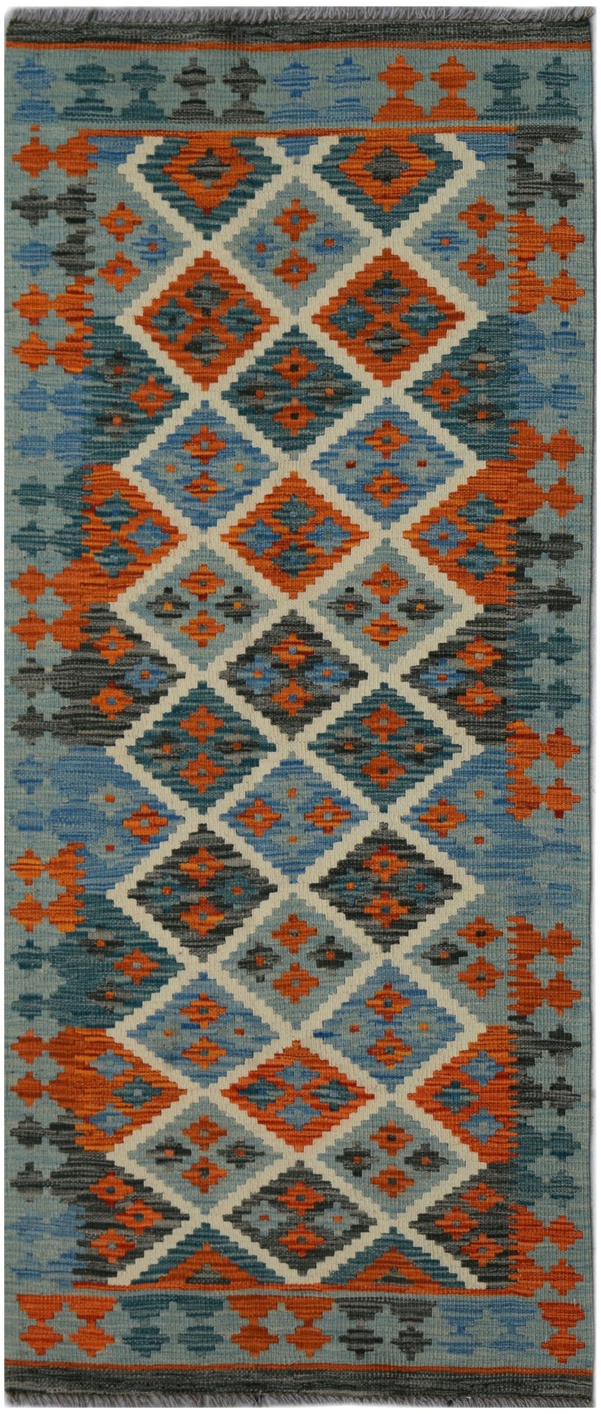 Handmade Afghan Maimana Killim Hallway Runner | 190 x 80 cm | 6'3" x 2'7" - Najaf Rugs & Textile