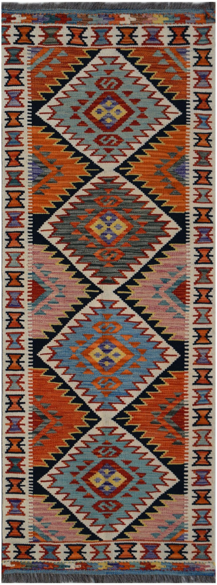 Handmade Afghan Maimana Killim Hallway Runner | 191 x 73 cm | 6'4" x 2'5" - Najaf Rugs & Textile