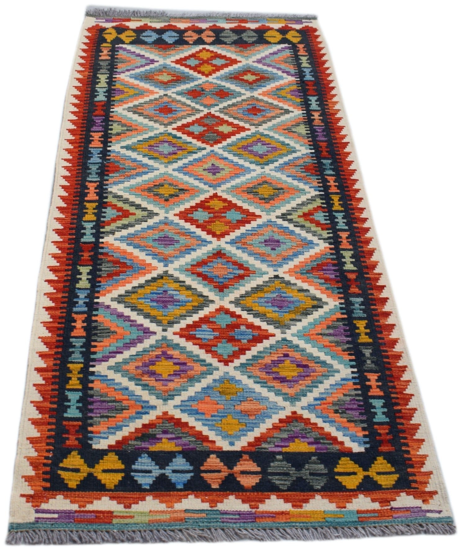 Handmade Afghan Maimana Killim Hallway Runner | 192 x 80 cm | 6'4" x 2'8" - Najaf Rugs & Textile