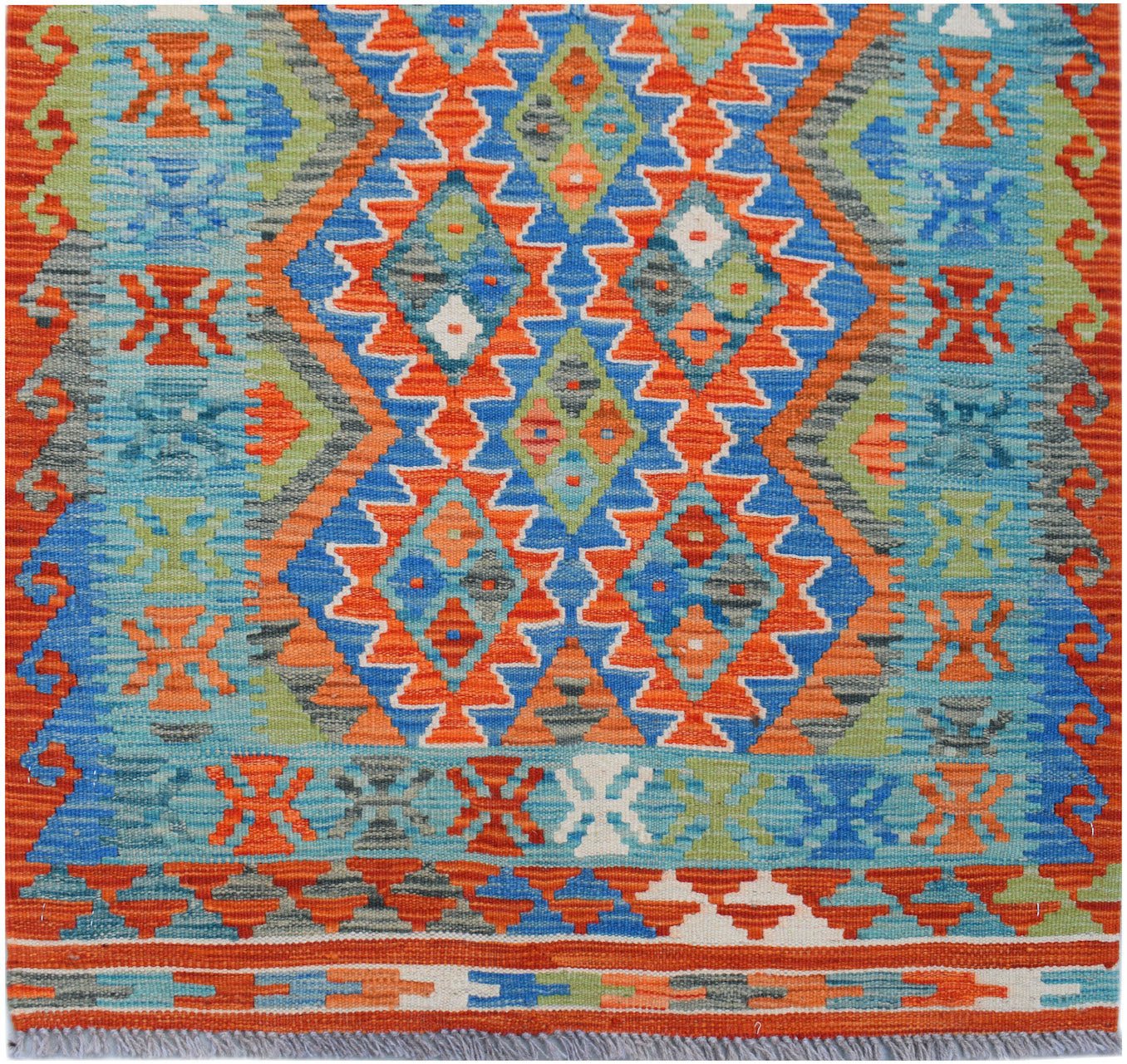 Handmade Afghan Maimana Killim Hallway Runner | 196 x 83 cm | 6'6" x 2'9" - Najaf Rugs & Textile