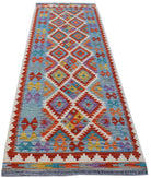 Handmade Afghan Maimana Killim Hallway Runner | 198 x 70 cm | 6'6" x 2'8" - Najaf Rugs & Textile