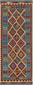 Handmade Afghan Maimana Killim Hallway Runner | 198 x 70 cm | 6'6" x 2'8" - Najaf Rugs & Textile