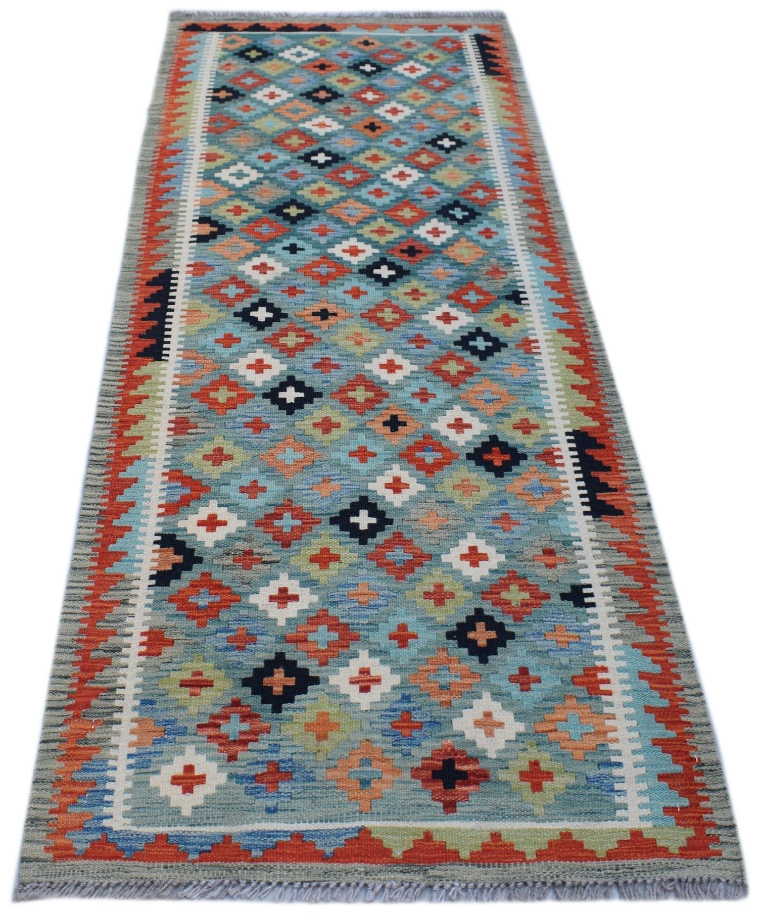 Handmade Afghan Maimana Killim Hallway Runner | 200 x 81 cm | 6'7" x 2'8" - Najaf Rugs & Textile