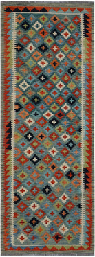 Handmade Afghan Maimana Killim Hallway Runner | 200 x 81 cm | 6'7" x 2'8" - Najaf Rugs & Textile