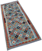 Handmade Afghan Maimana Killim Hallway Runner | 200 x 81 cm | 6'7" x 2'8" - Najaf Rugs & Textile