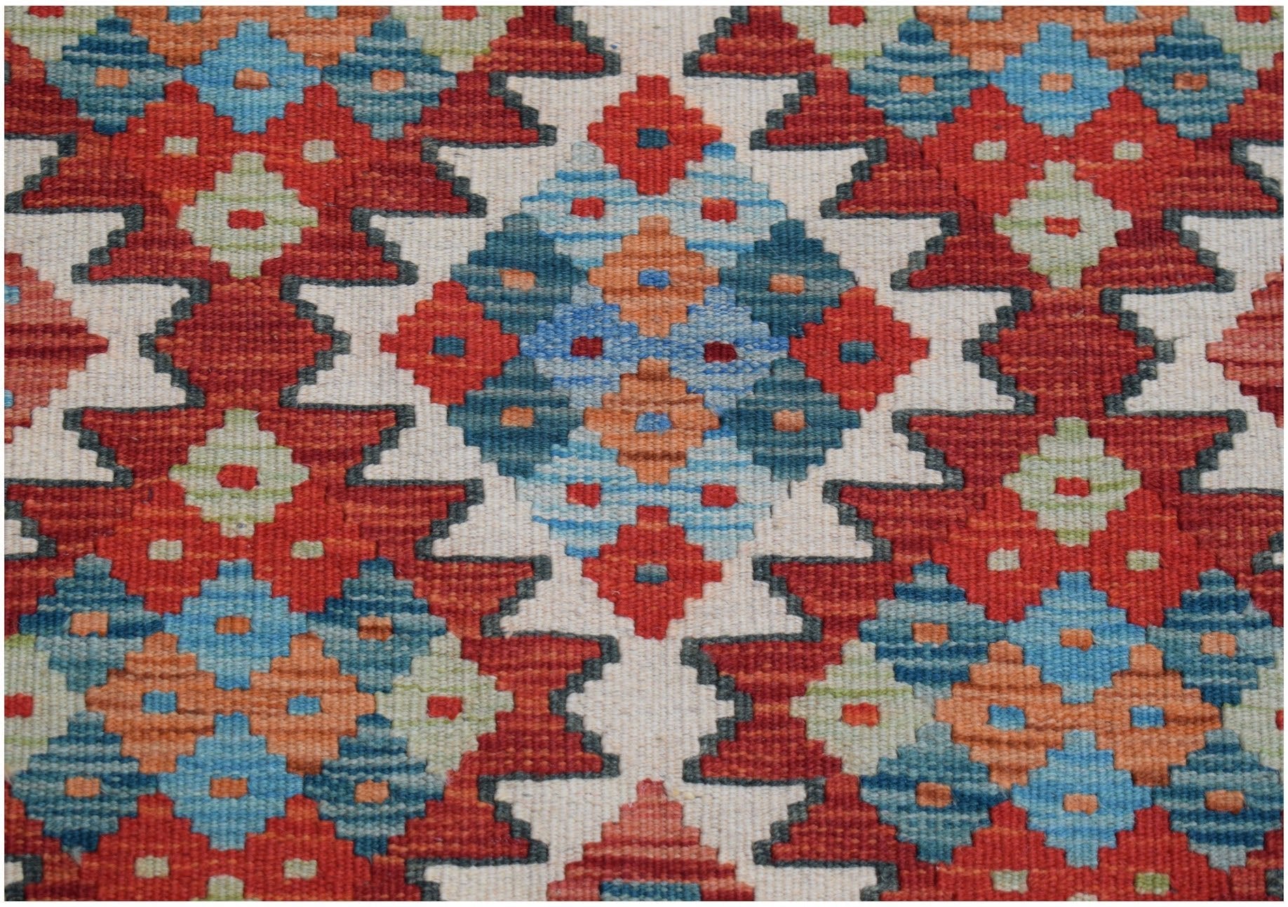 Handmade Afghan Maimana Killim Hallway Runner | 200 x 88 cm | 6'7" x 2'10" - Najaf Rugs & Textile