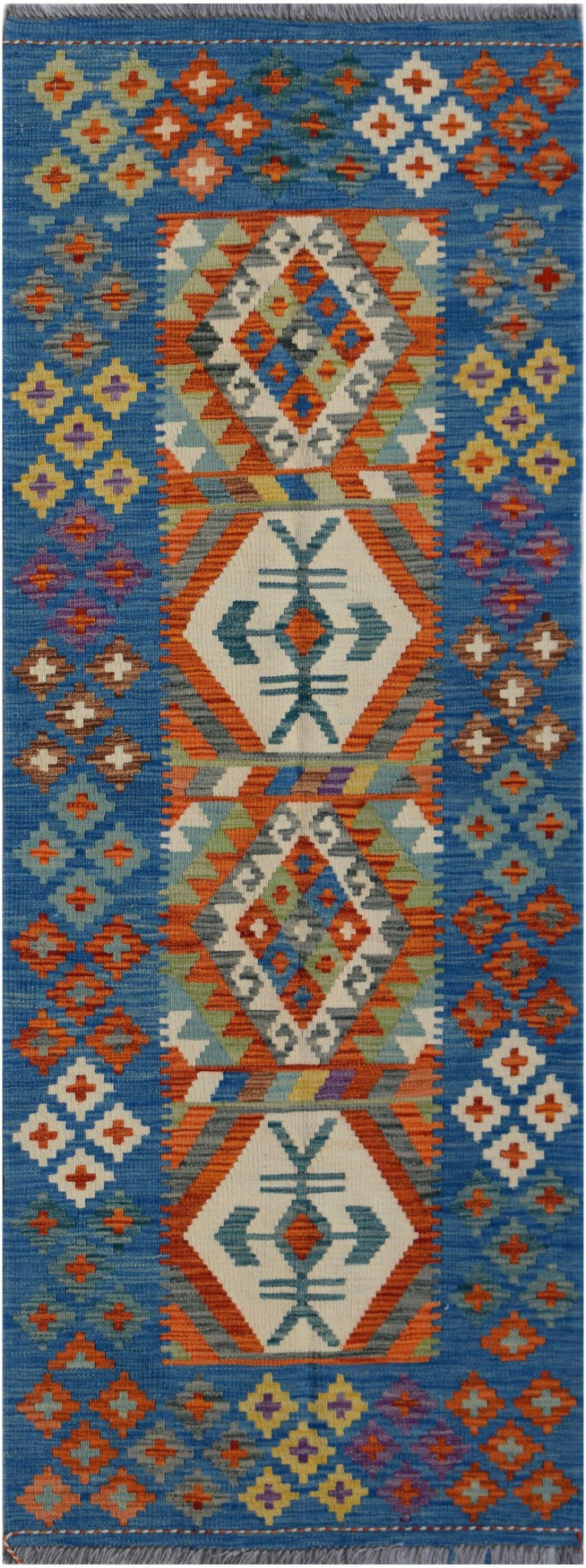 Handmade Afghan Maimana Killim Hallway Runner | 201 x 80 cm | 6'7" x 2'8" - Najaf Rugs & Textile