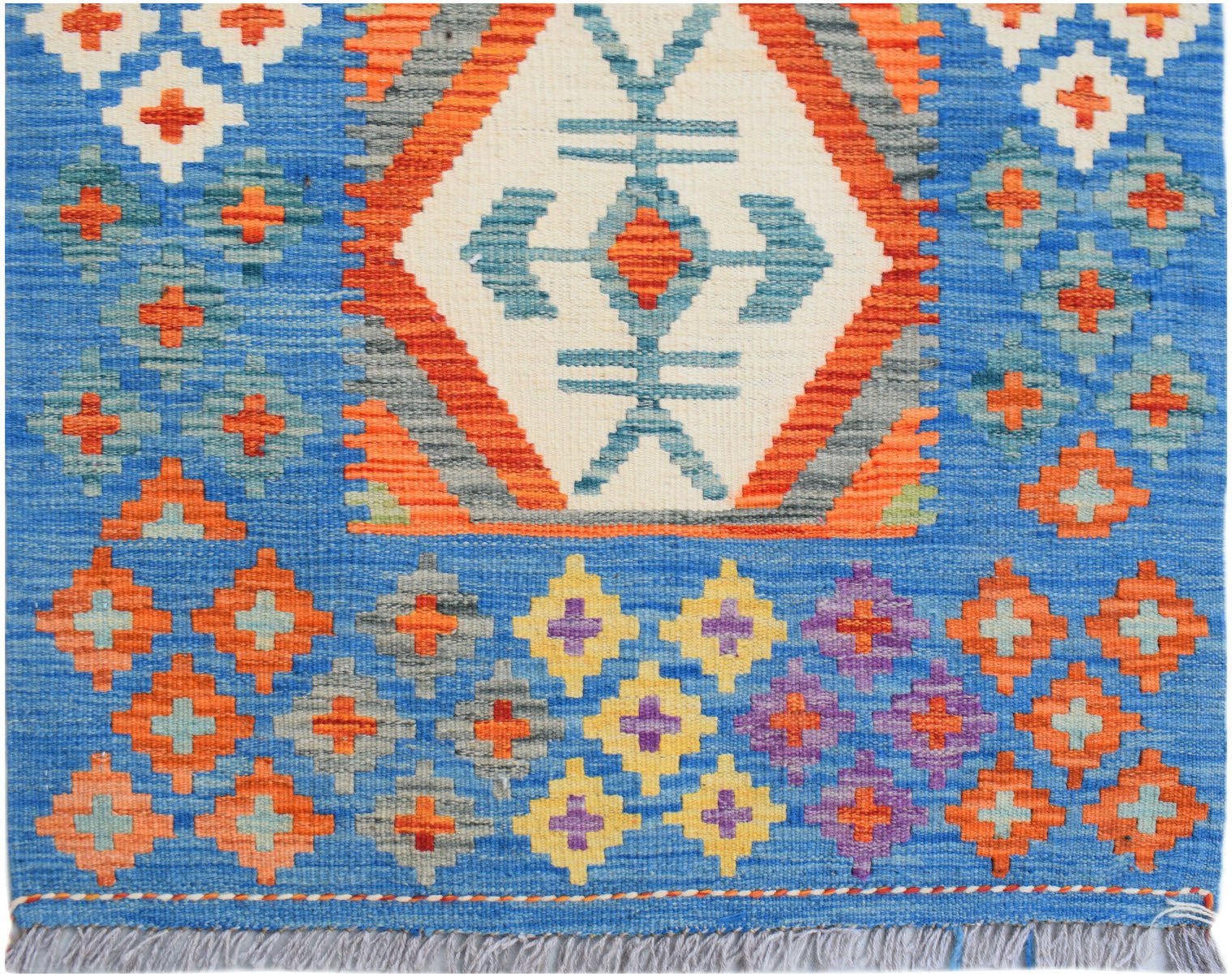 Handmade Afghan Maimana Killim Hallway Runner | 201 x 80 cm | 6'7" x 2'8" - Najaf Rugs & Textile