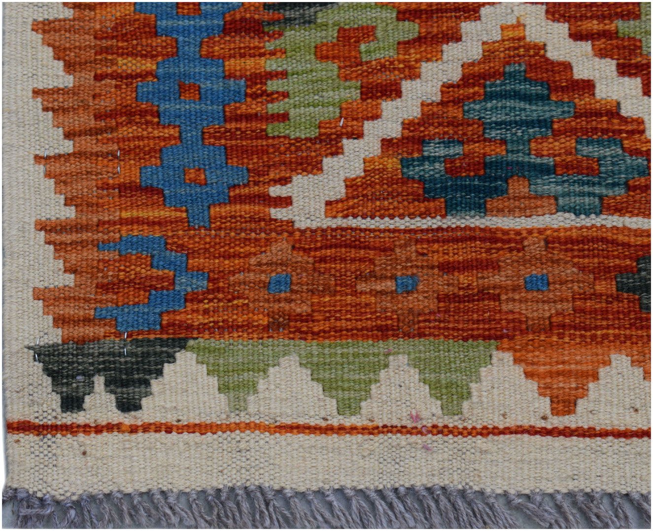 Handmade Afghan Maimana Killim Hallway Runner | 202 x 77 cm | 6'8" x 2'7" - Najaf Rugs & Textile