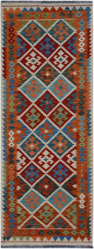 Handmade Afghan Maimana Killim Hallway Runner | 202 x 77 cm | 6'8" x 2'7" - Najaf Rugs & Textile