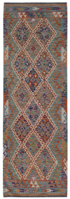 Handmade Afghan Maimana Killim Hallway Runner | 242 x 84 cm | 7'11" x 2'9" - Najaf Rugs & Textile