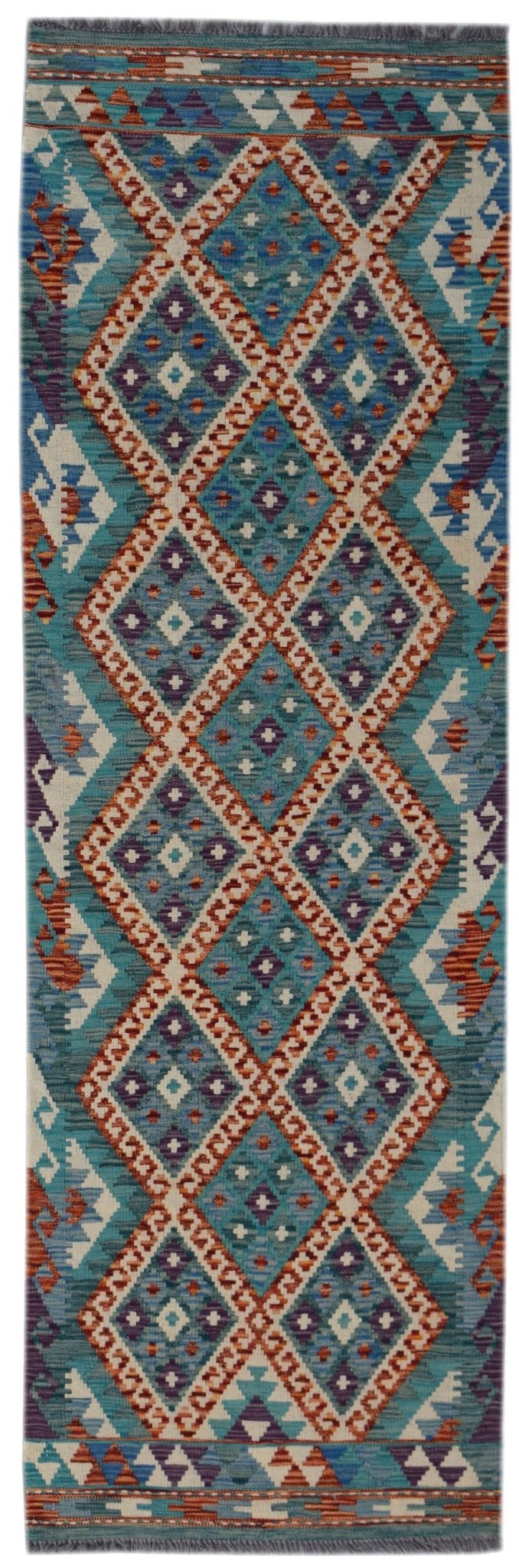 Handmade Afghan Maimana Killim Hallway Runner | 262 x 83 cm | 8'7" x 2'9" - Najaf Rugs & Textile