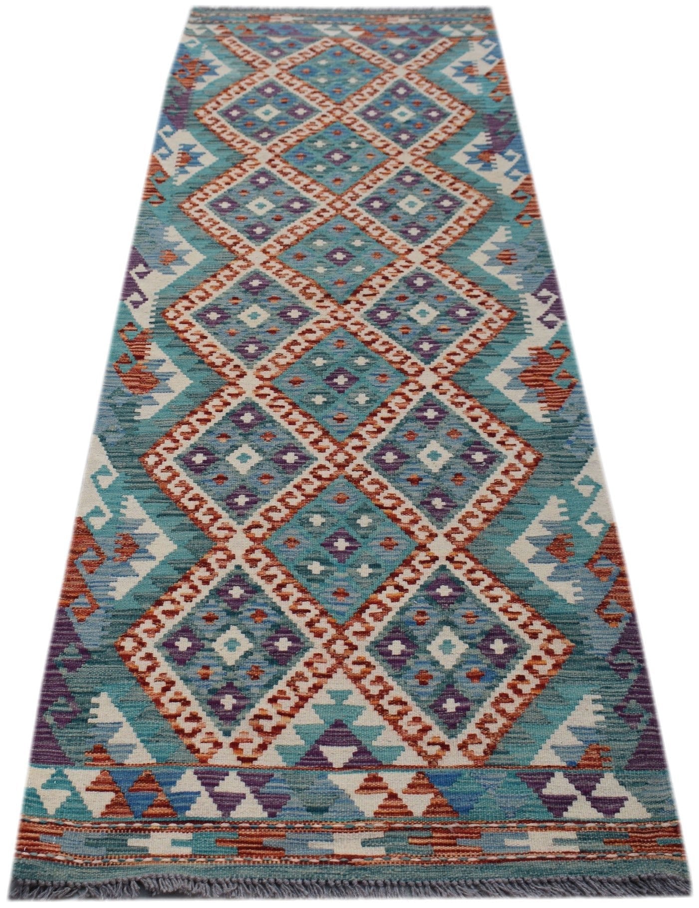 Handmade Afghan Maimana Killim Hallway Runner | 262 x 83 cm | 8'7" x 2'9" - Najaf Rugs & Textile