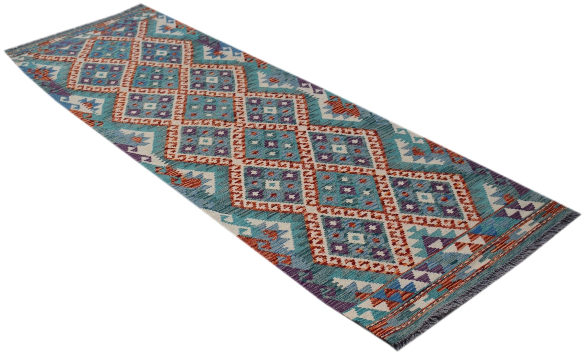 Handmade Afghan Maimana Killim Hallway Runner | 262 x 83 cm | 8'7" x 2'9" - Najaf Rugs & Textile