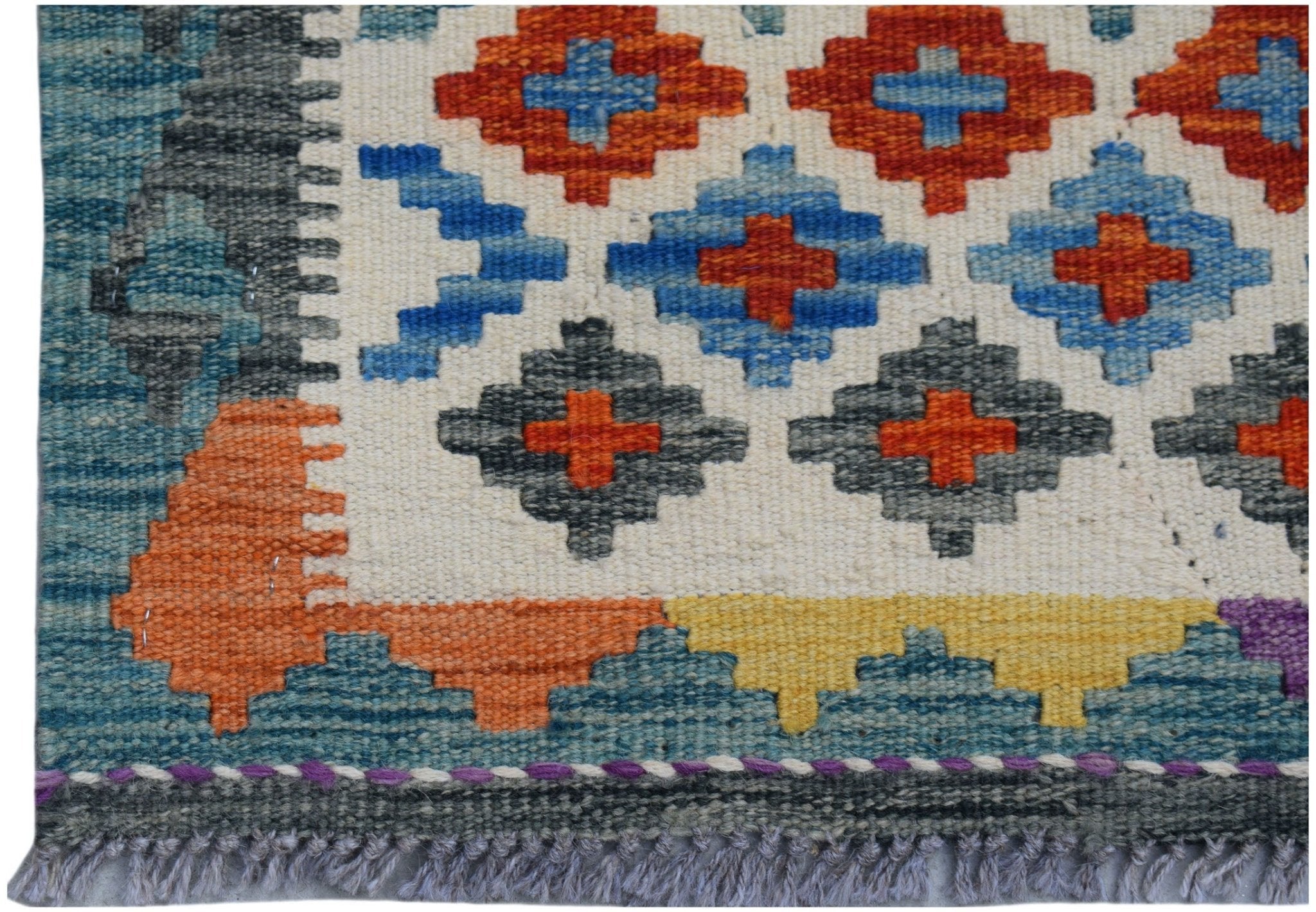 Handmade Afghan Maimana Killim Hallway Runner | 290 x 76 cm | 9'7" x 2'6" - Najaf Rugs & Textile