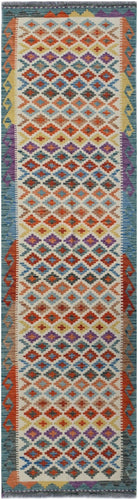 Handmade Afghan Maimana Killim Hallway Runner | 290 x 76 cm | 9'7" x 2'6" - Najaf Rugs & Textile