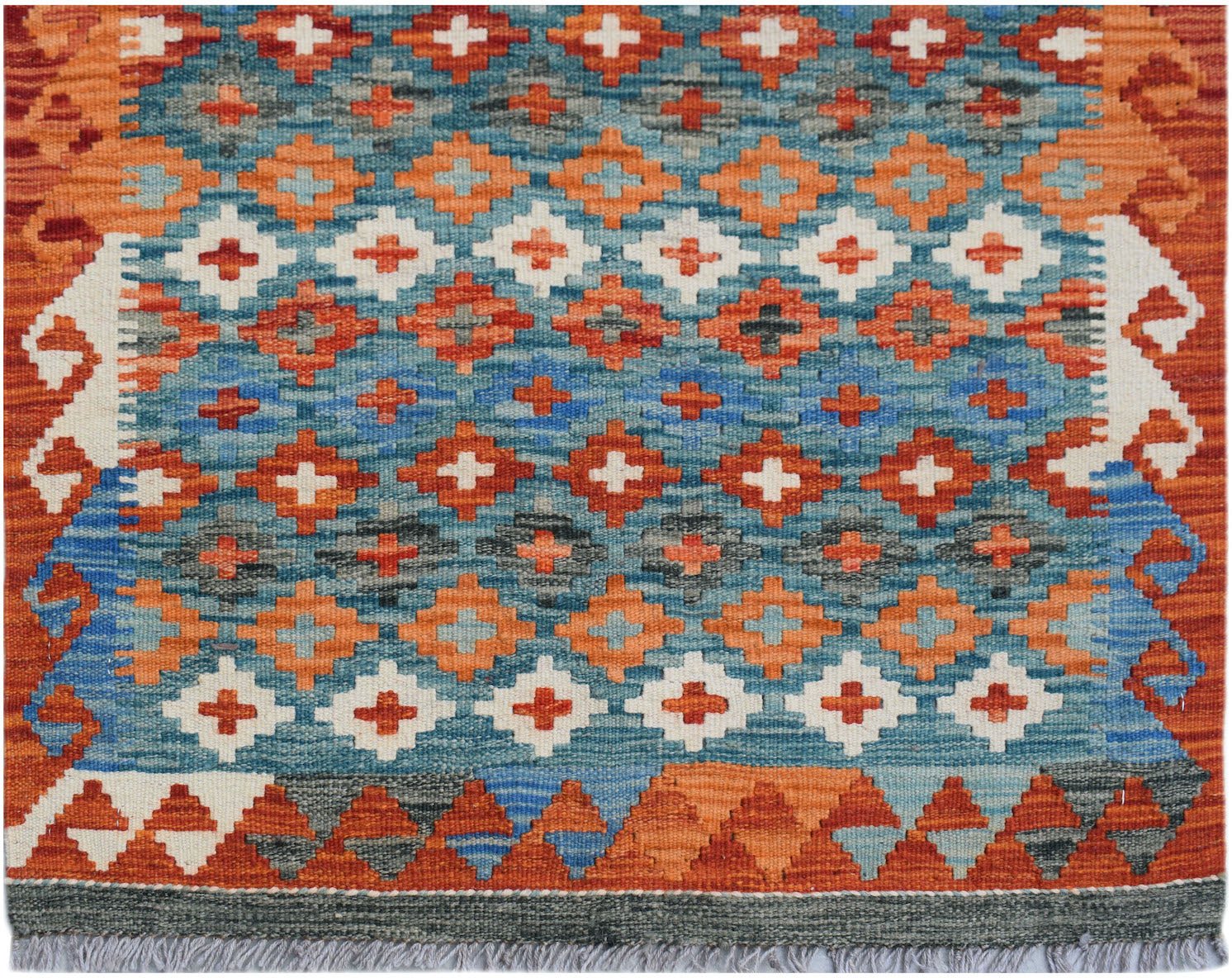 Handmade Afghan Maimana Killim Hallway Runner | 290 x 78 cm | 9'7" x 2'7" - Najaf Rugs & Textile