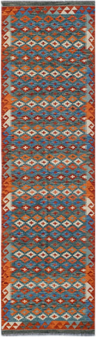 Handmade Afghan Maimana Killim Hallway Runner | 290 x 78 cm | 9'7" x 2'7" - Najaf Rugs & Textile