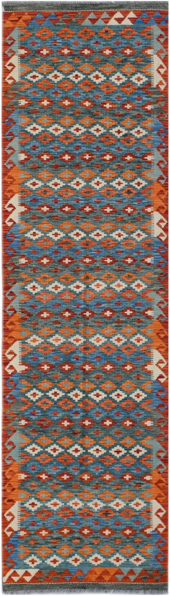 Handmade Afghan Maimana Killim Hallway Runner | 290 x 78 cm | 9'7" x 2'7" - Najaf Rugs & Textile