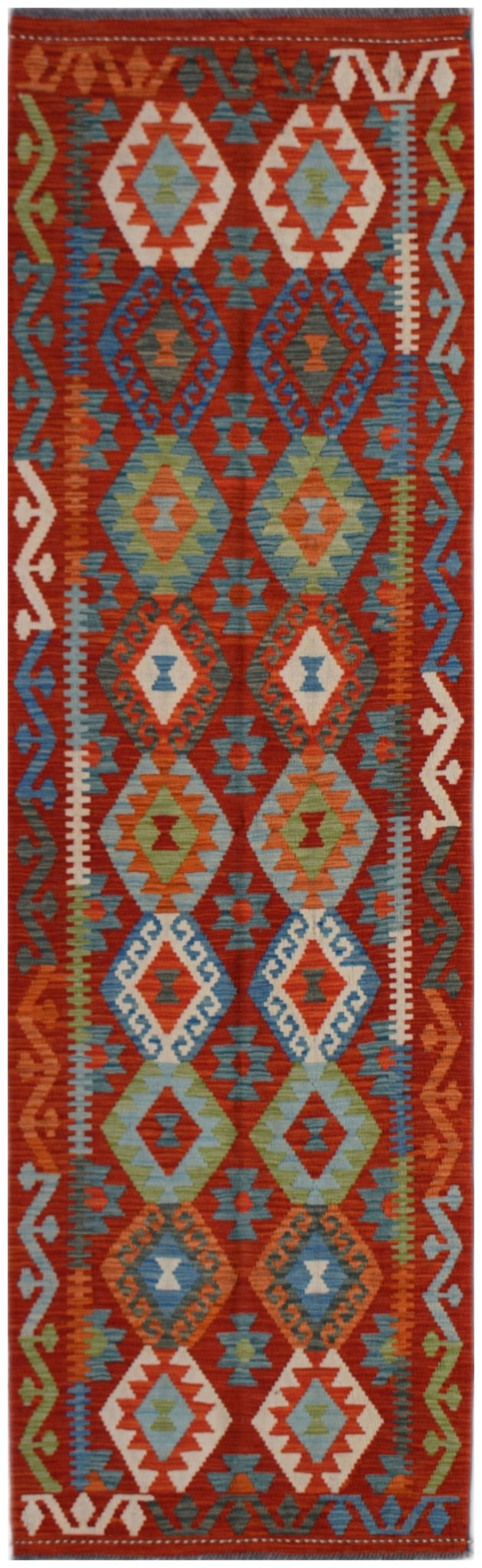 Handmade Afghan Maimana Killim Hallway Runner | 291 x 82 cm | 9'7" x 2'8" - Najaf Rugs & Textile