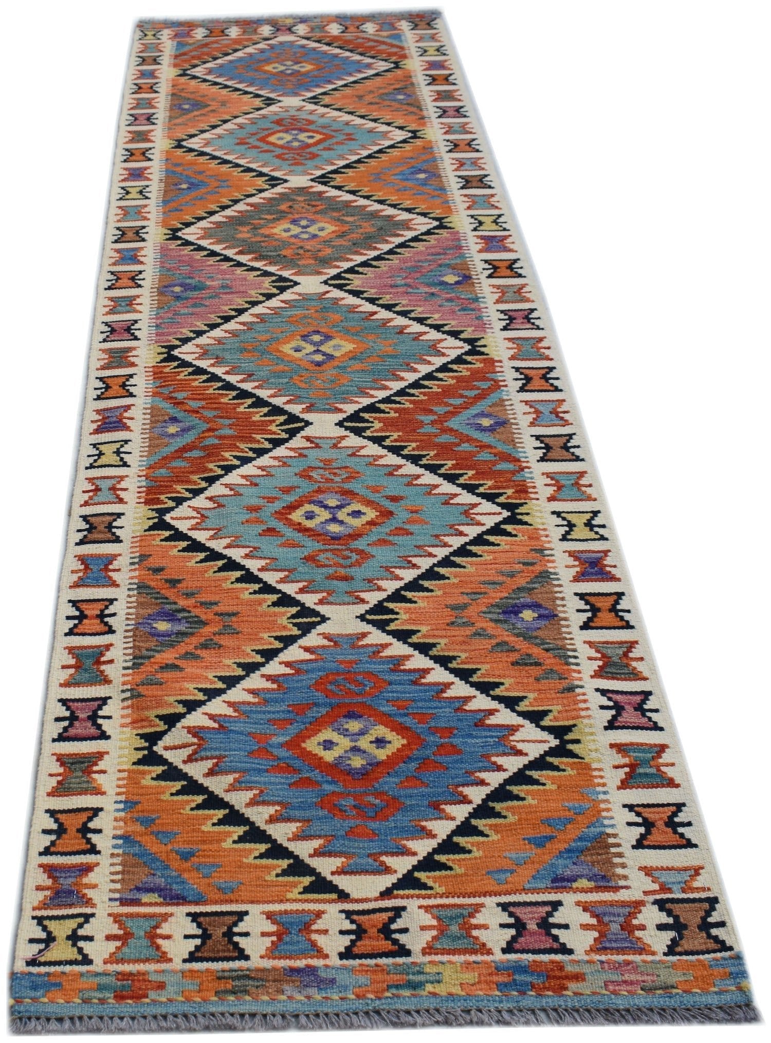 Handmade Afghan Maimana Killim Hallway Runner | 294 x 82 cm | 9'8" x 2'8" - Najaf Rugs & Textile