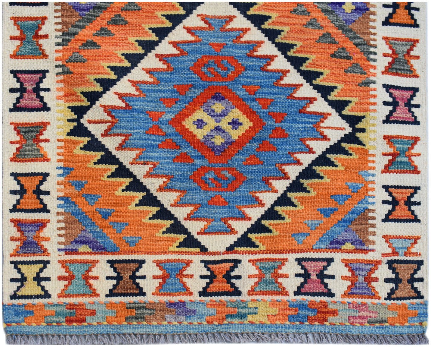 Handmade Afghan Maimana Killim Hallway Runner | 294 x 82 cm | 9'8" x 2'8" - Najaf Rugs & Textile