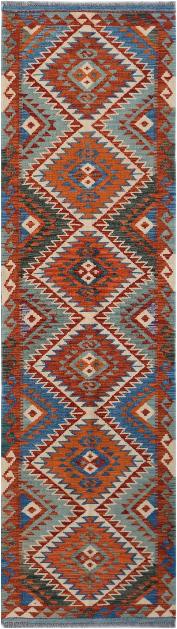 Handmade Afghan Maimana Killim Hallway Runner | 295 x 80 cm | 9'9" x 2'8" - Najaf Rugs & Textile