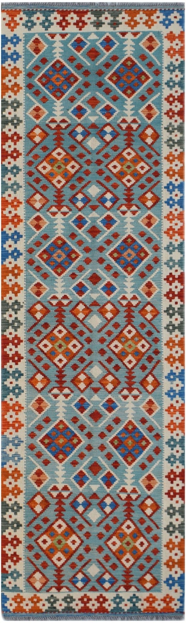 Handmade Afghan Maimana Killim Hallway Runner | 295 x 83 cm | 9'9" x 2'9" - Najaf Rugs & Textile