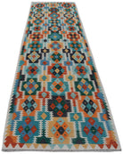 Handmade Afghan Maimana Killim Hallway Runner | 295 x 85 cm | 9'8" x 2'10" - Najaf Rugs & Textile