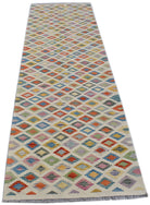 Handmade Afghan Maimana Killim Hallway Runner | 298 x 81 cm | 9'10" x 2'9" - Najaf Rugs & Textile