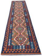 Handmade Afghan Maimana Killim Hallway Runner | 307 x 78 cm | 10'1" x 2'7" - Najaf Rugs & Textile