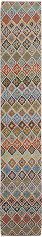 Handmade Afghan Maimana Killim Hallway Runner | 487 x 81 cm | 16' x 2'8" - Najaf Rugs & Textile