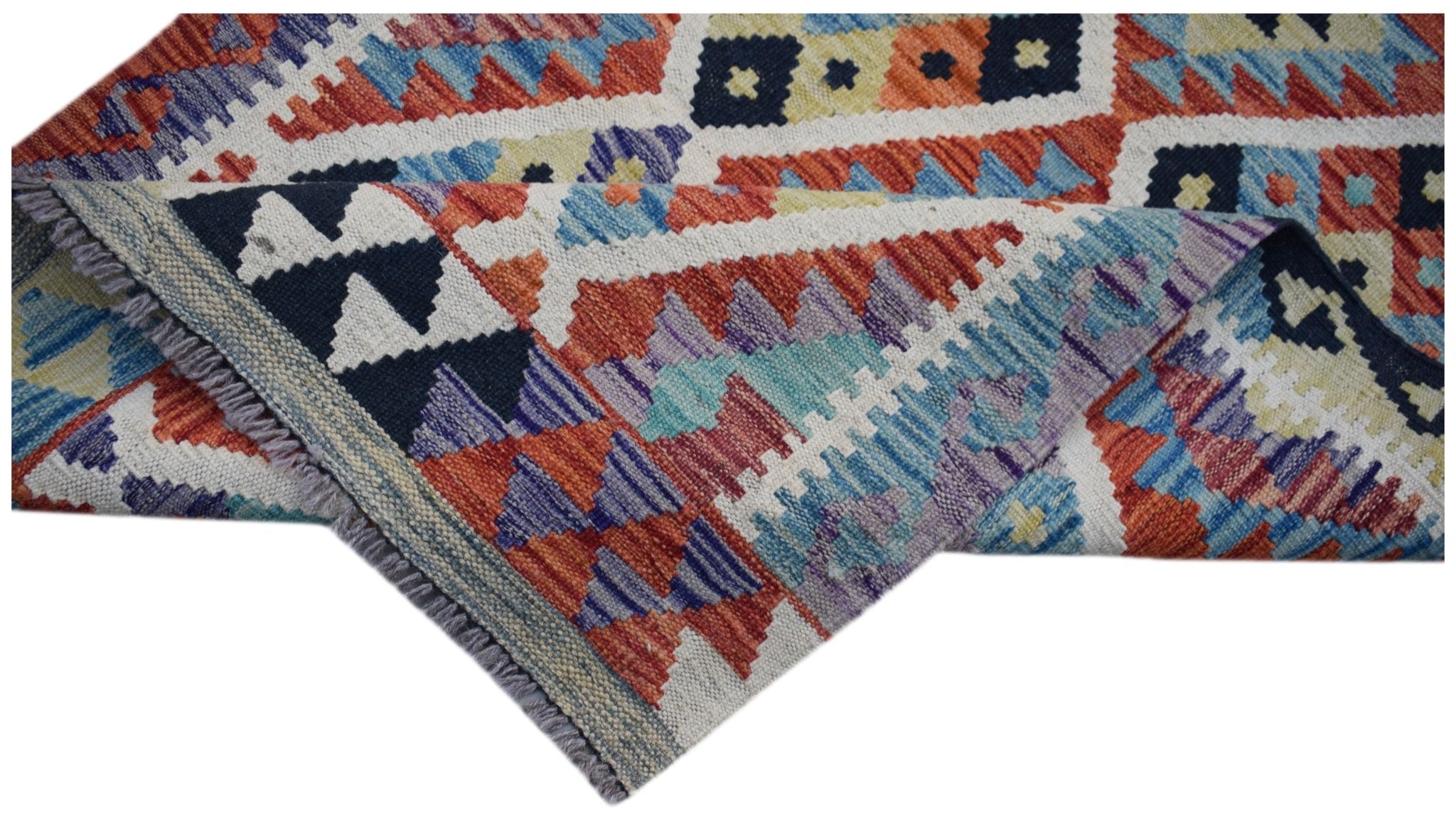 Handmade Afghan Maimana Killim Hallway Runner | 498 x 85 cm | 16'4" x 2'9" - Najaf Rugs & Textile