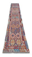 Handmade Afghan Maimana Killim Hallway Runner | 500 x 86 cm | 16'5" x 2'10" - Najaf Rugs & Textile