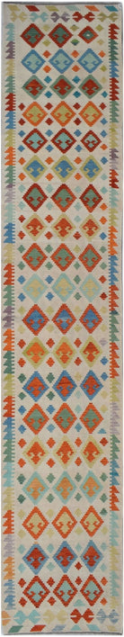 Handmade Afghan Maimana Killim Hallway Runner | 502 x 85 cm | 16'6" x 2'10" - Najaf Rugs & Textile