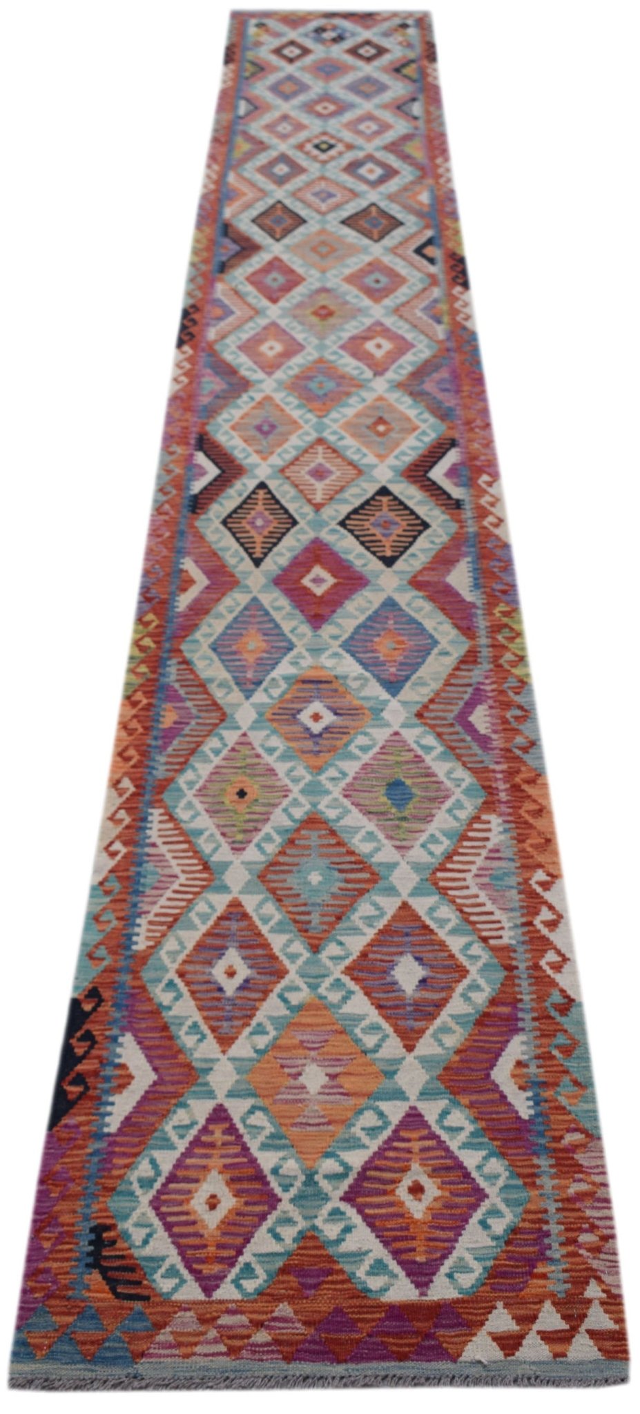 Handmade Afghan Maimana Killim Hallway Runner | 590 x 80 cm | 19'5" x 2'8" - Najaf Rugs & Textile