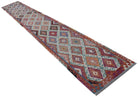 Handmade Afghan Maimana Killim Hallway Runner | 590 x 80 cm | 19'5" x 2'8" - Najaf Rugs & Textile