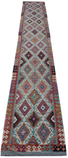 Handmade Afghan Maimana Killim Hallway Runner | 592 x 81 cm | 19'5" x 2'8" - Najaf Rugs & Textile