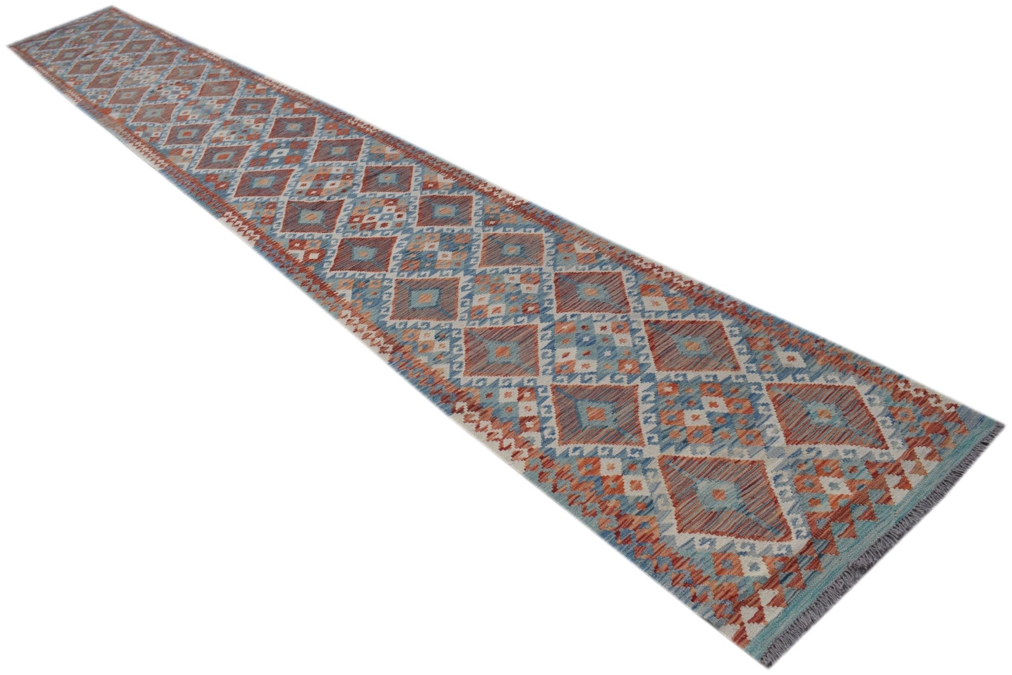 Handmade Afghan Maimana Killim Hallway Runner | 610 x 78 cm | 20'1" x 2'7" - Najaf Rugs & Textile